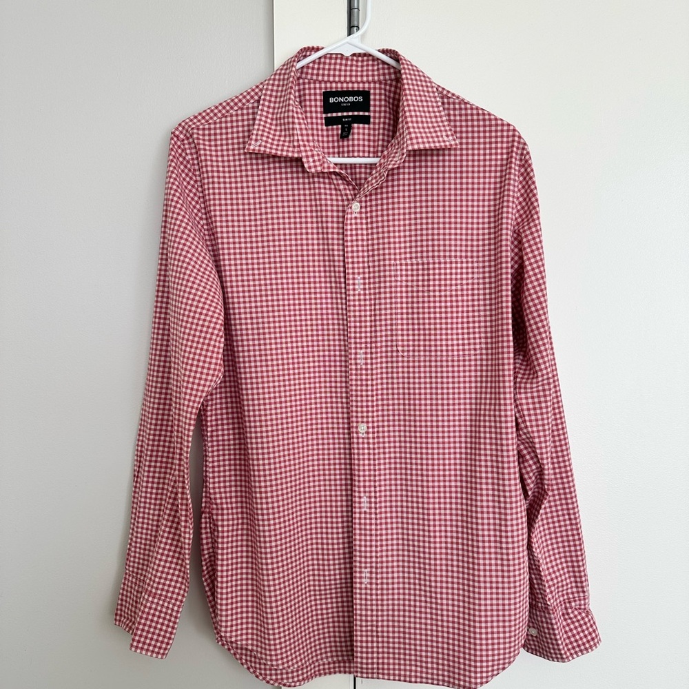Bonobos Men's Slim Fit Shirt Red Gingham